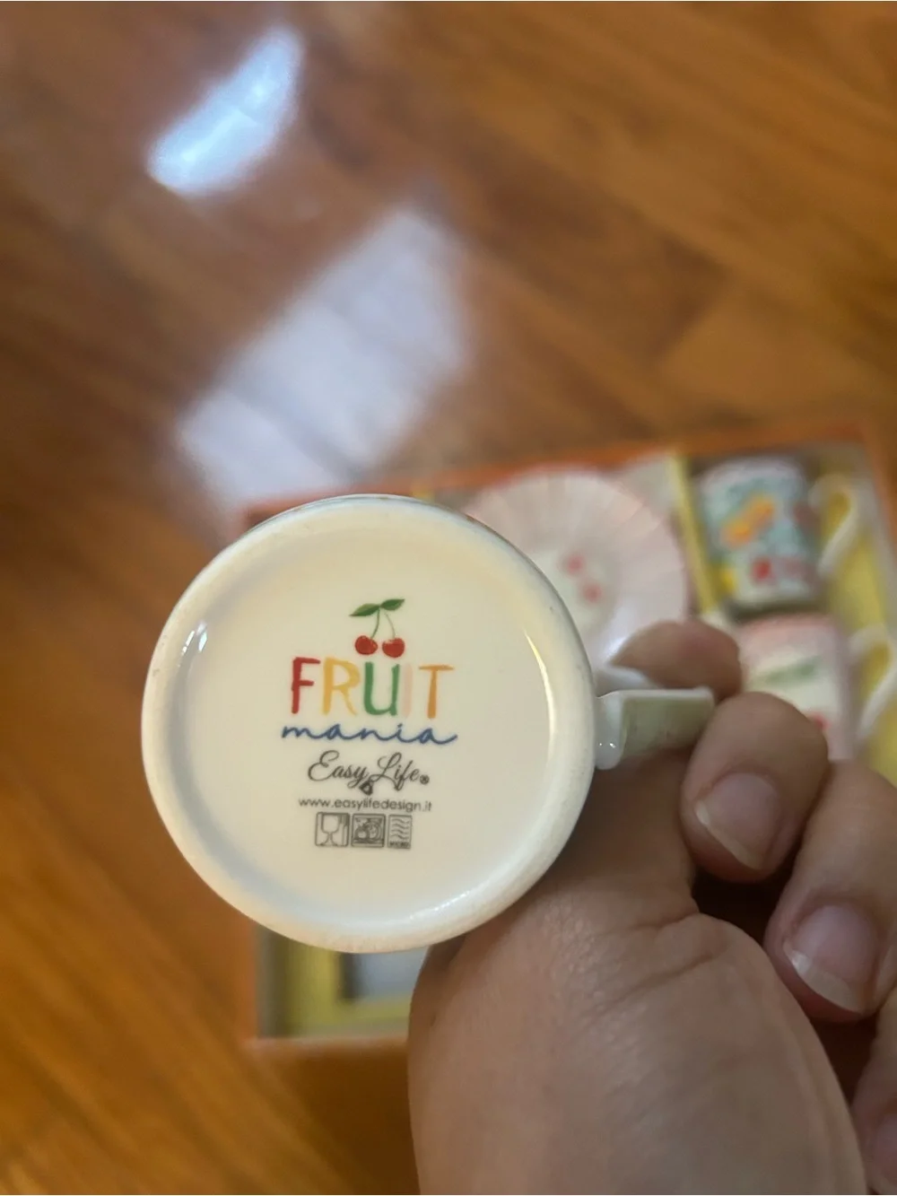 NWT Fruit Mania porcelain Set of 6 coffee cup and Saucers